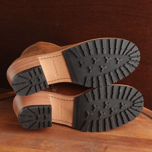 Portland Leather Patina Boots Womens Size 9 Brown Leather Ankle Side Zip Heeled - Picture 11 of 16